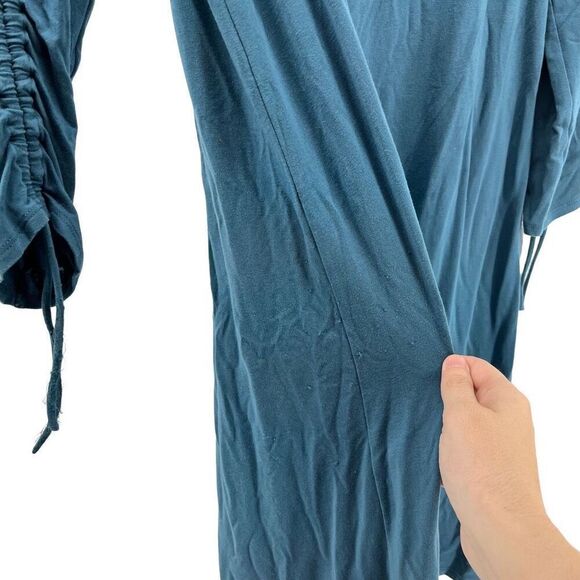 Garnet Hill Dress‎ Teal Blue Long Sleeve Ruched Sleeve Casual XS - Picture 5 of 8